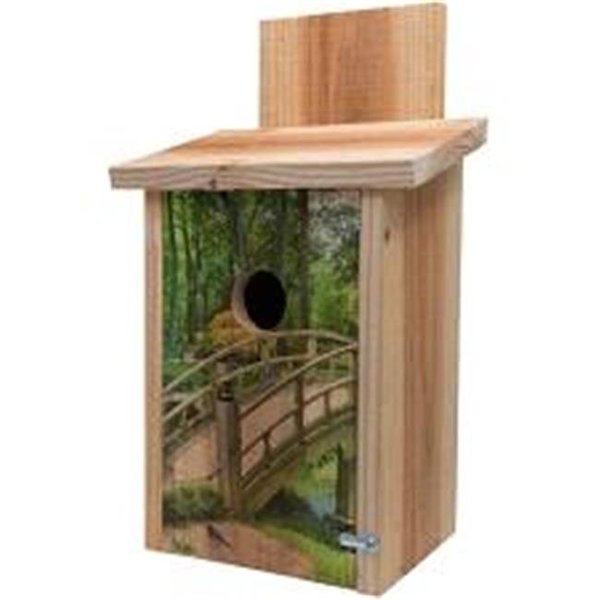 Fly Free Zone,Inc. Wooden Bridge Design on Cedar Blue Bird House FL789120